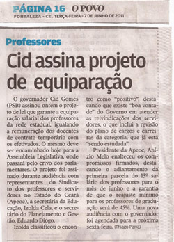 O povo - Cid assina projeto de equiparação